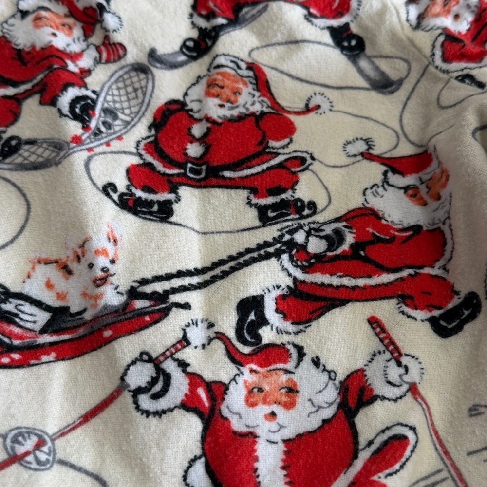 Nick & Nora XL SPORTY Santa Christmas Pajamas Flannel PJ Ski Skate Sled Top Only - Picture 10 of 12
